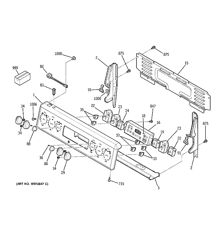 CONTROL PANEL Diagram and Parts List for JCBP81SL1SS  General Electric Range