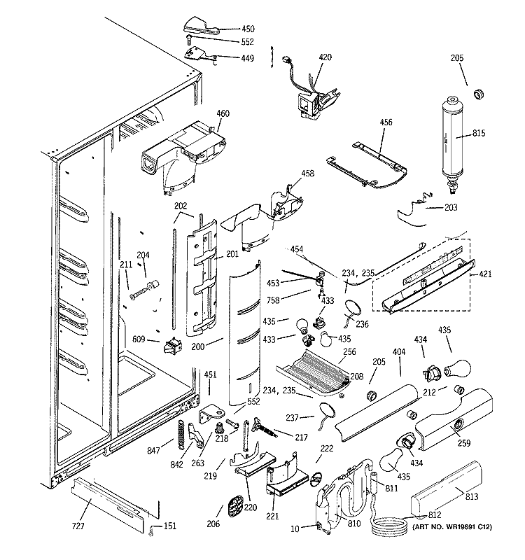 FRESH FOOD SECTION Diagram and Parts List for GCE21SITAFSS  General Electric Refrigerator