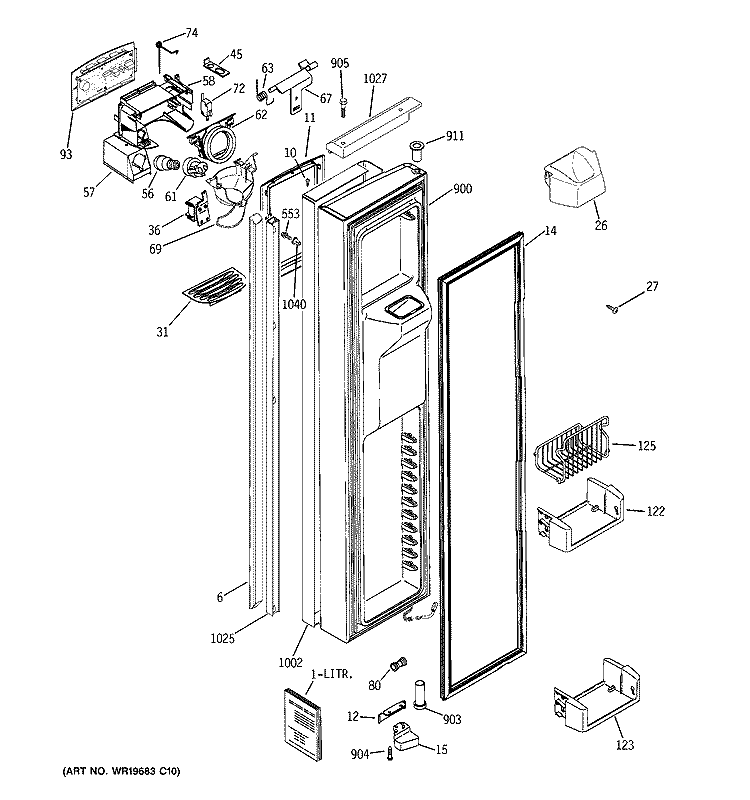 FREEZER DOOR Diagram and Parts List for PJE25PGTAFSV  General Electric Refrigerator