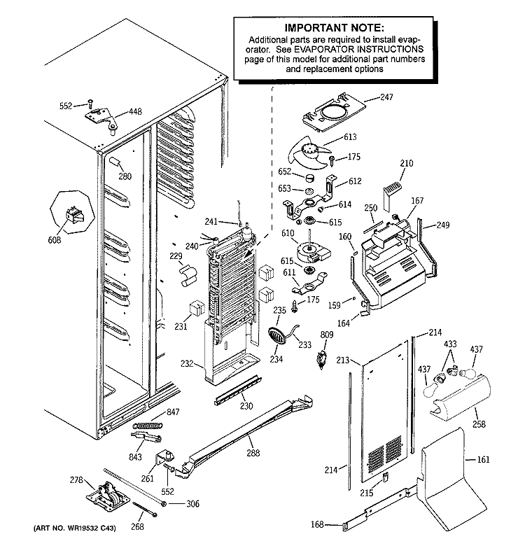 FREEZER SECTION Diagram and Parts List for PJE25PGTAFSV  General Electric Refrigerator