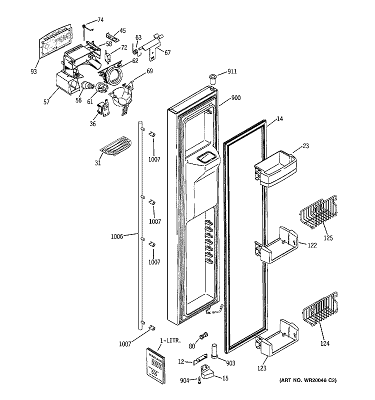 FREEZER DOOR Diagram and Parts List for ZCE23SGTASS  General Electric Refrigerator