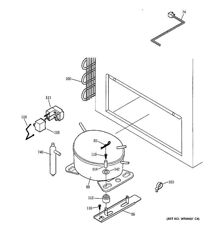 UNIT PARTS Diagram and Parts List for FCM25DSAWH  General Electric Freezer