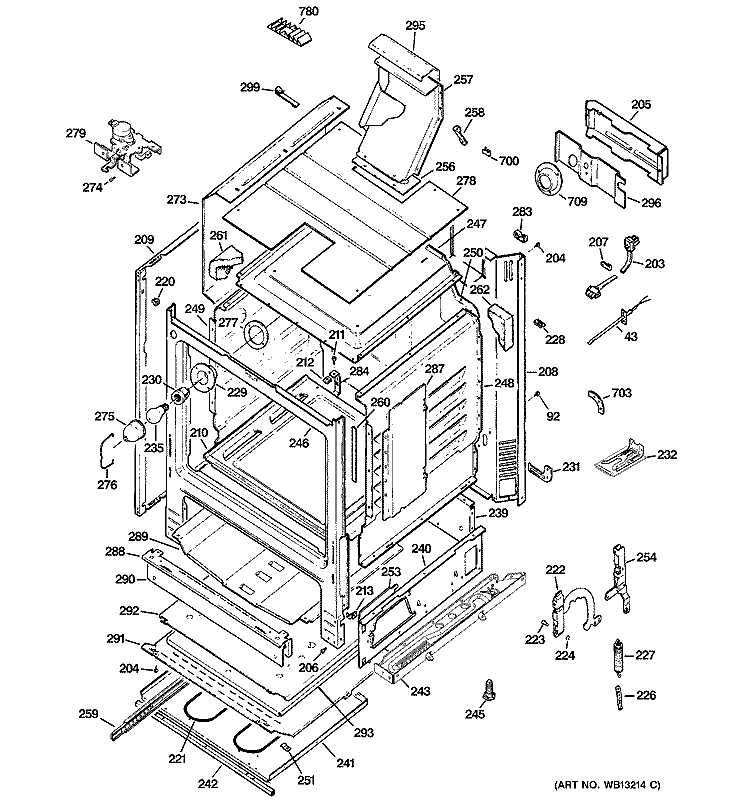 BODY PARTS Diagram and Parts List for JGB905SEF3SS  General Electric Range