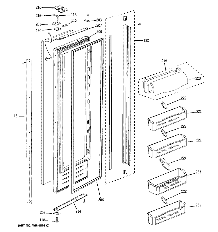 FRESH FOOD DOOR Diagram and Parts List for PSB42LGRBBV  General Electric Refrigerator