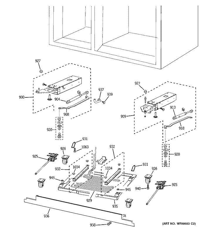 CABINET 2 Diagram and Parts List for PSB42LGRBBV  General Electric Refrigerator