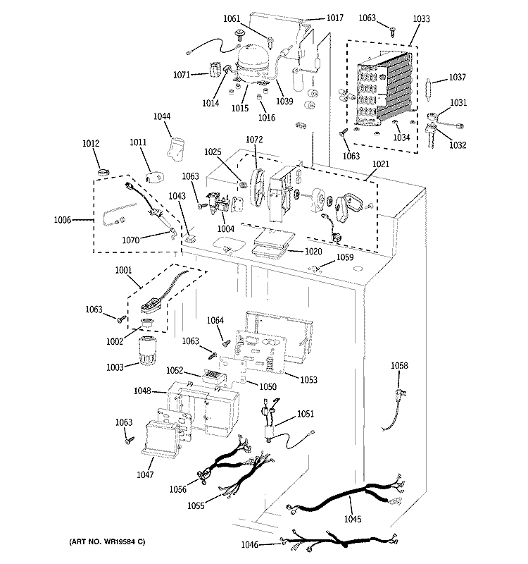UNIT PARTS Diagram and Parts List for PSB48LGRABV  General Electric Refrigerator