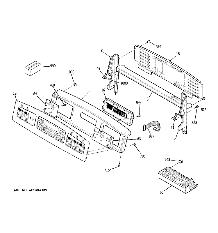 CONTROL PANEL Diagram and Parts List for JB988SK2SS  General Electric Range