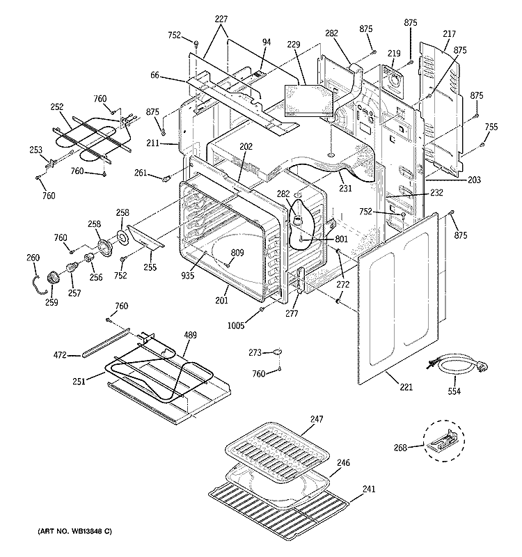 BODY PARTS Diagram and Parts List for JCBP85SK3SS  General Electric Range