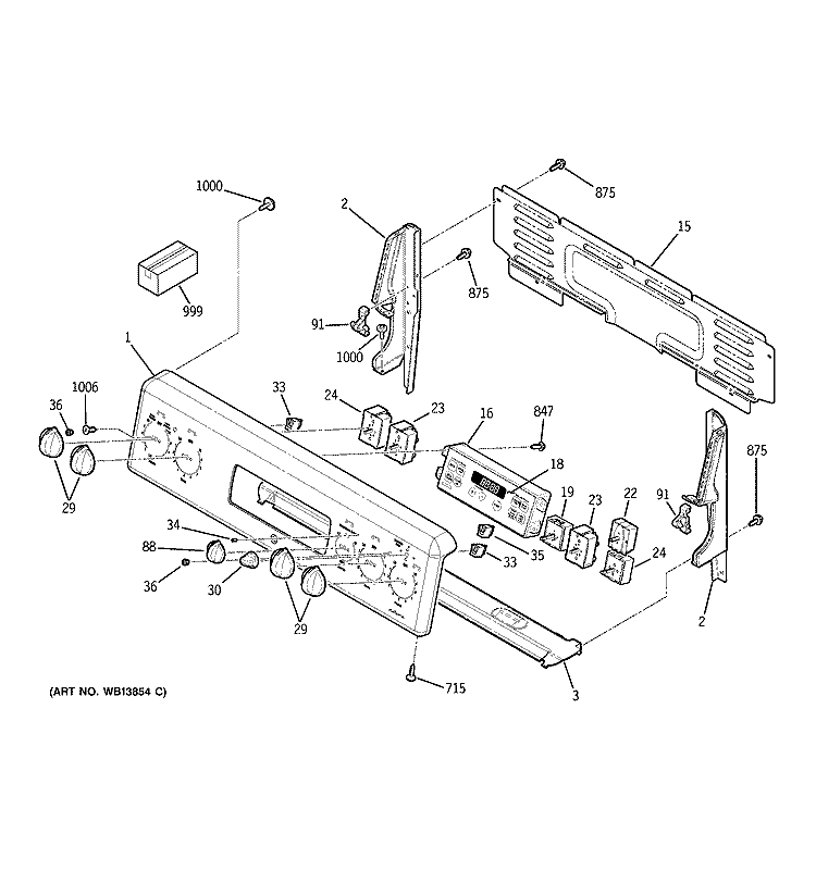CONTROL PANEL Diagram and Parts List for JBP83SK3SS  General Electric Range