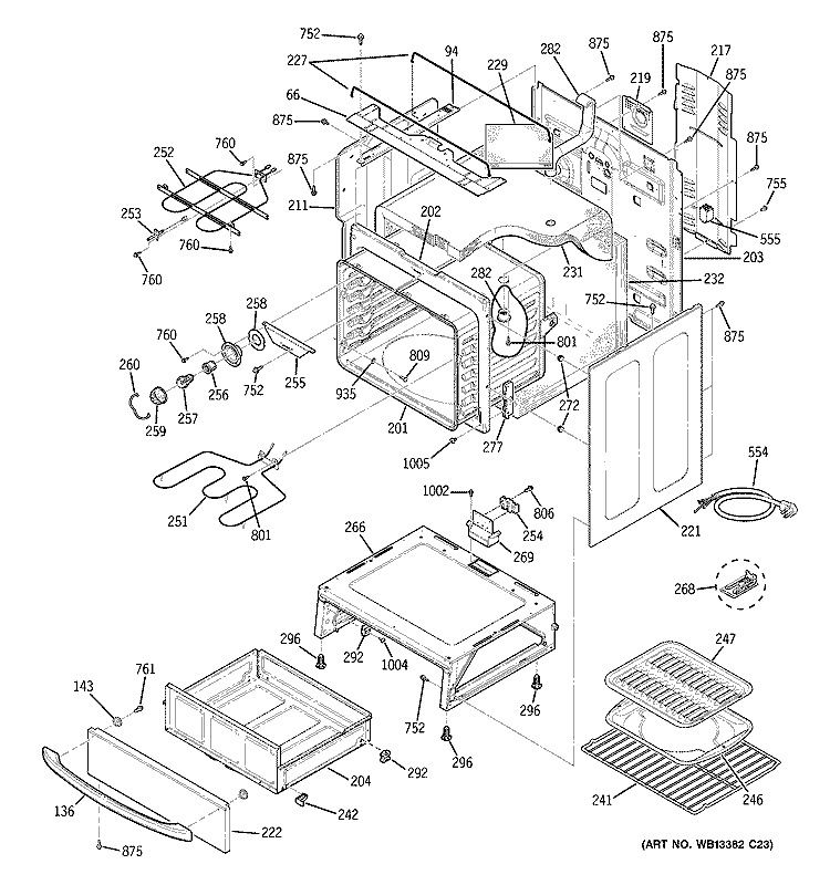 BODY PARTS Diagram and Parts List for JCBP65SK3SS  General Electric Range