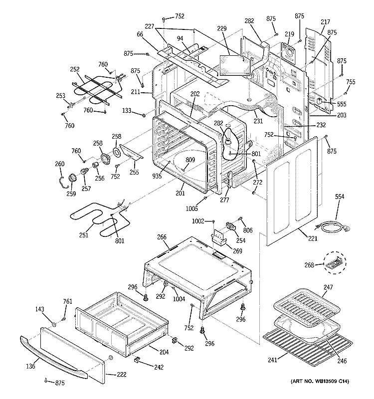 BODY PARTS Diagram and Parts List for JCBP70SK3SS  General Electric Range
