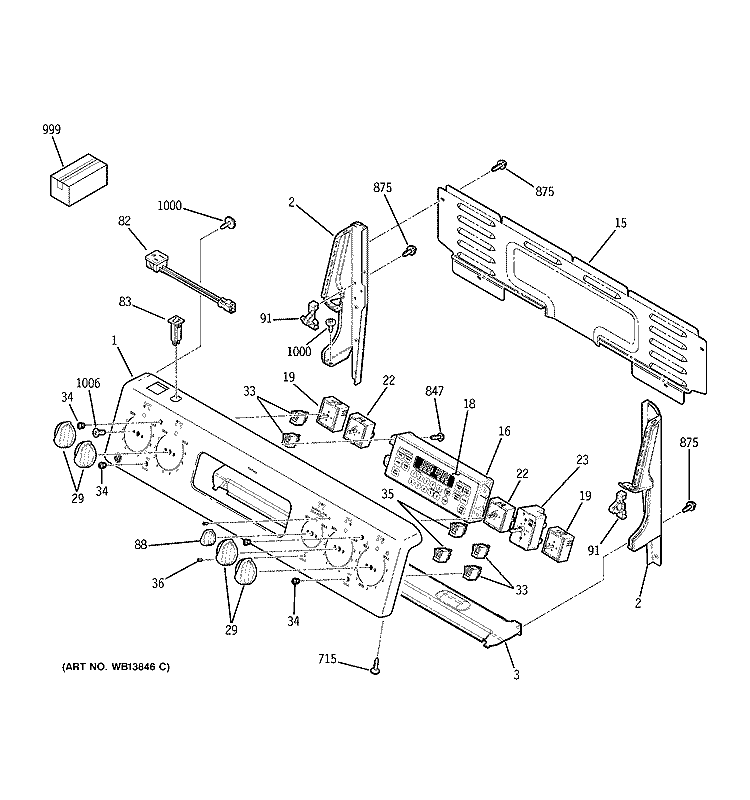 CONTROL PANEL Diagram and Parts List for JCBP84SK3SS  General Electric Range