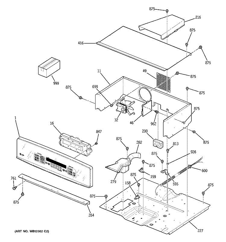 CONTROL PANEL & COOKTOP Diagram and Parts List for JK955BF7BB  General Electric Wall Oven