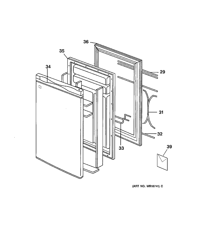 DOOR Diagram and Parts List for WMR04BAPABB  General Electric Refrigerator
