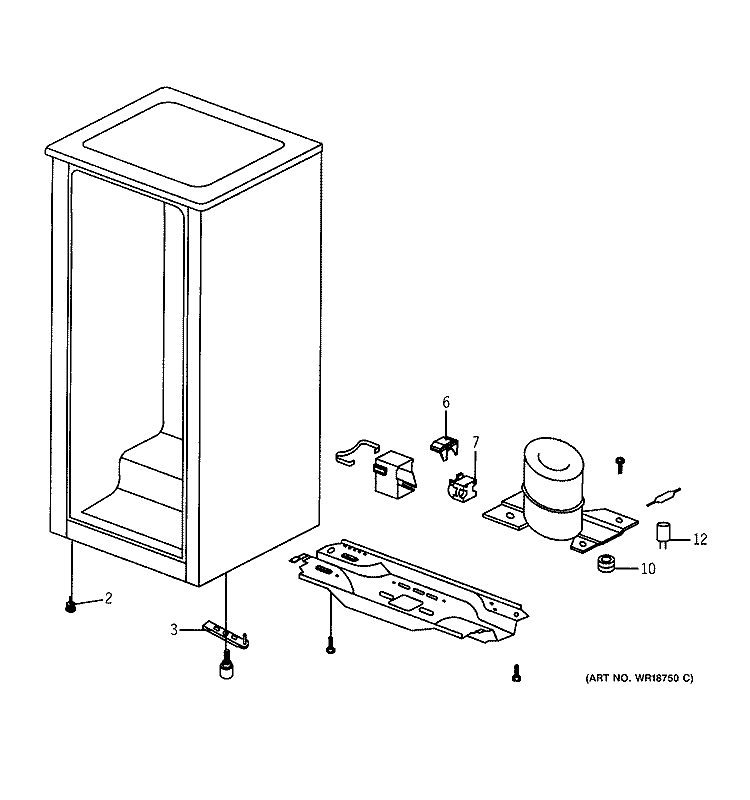 UNIT PARTS Diagram and Parts List for WMR04BAPABB  General Electric Refrigerator