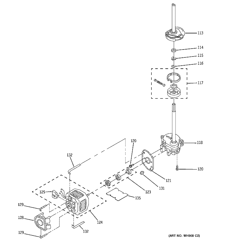 MOTOR & PUMP PARTS Diagram and Parts List for WSM2420D3WW  General Electric Washer Dryer Combo