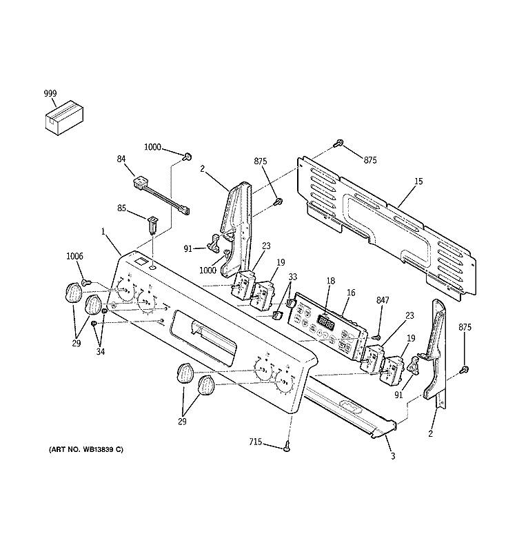 CONTROL PANEL Diagram and Parts List for JCBP35SK3SS  General Electric Range