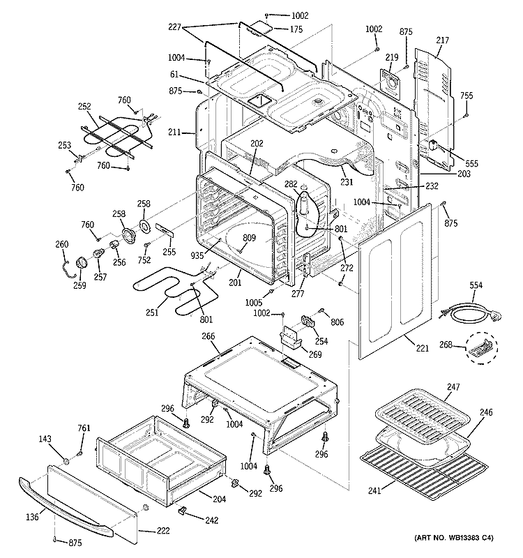 BODY PARTS Diagram and Parts List for JCBP35SK3SS  General Electric Range