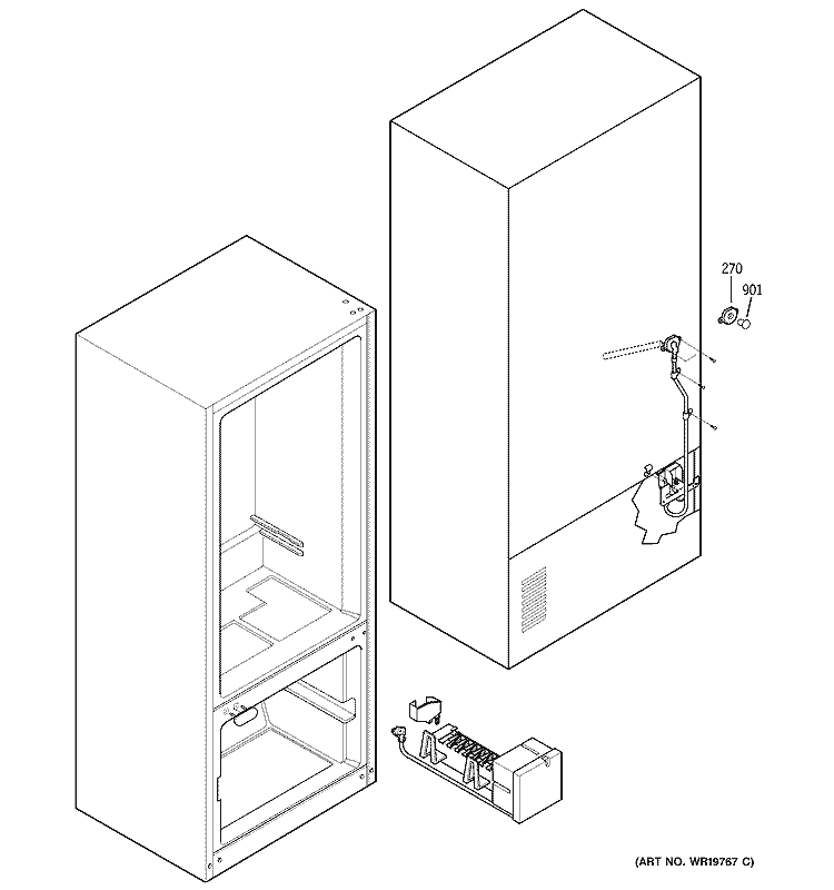 WATER SYSTEM Diagram and Parts List for GBS20KBRABB  General Electric Refrigerator