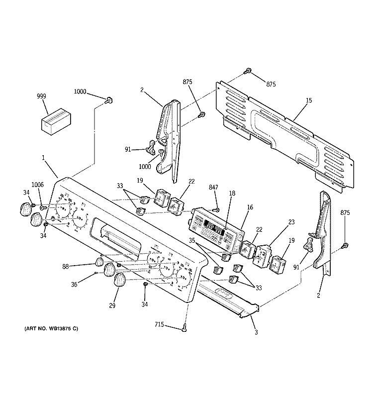 CONTROL PANEL Diagram and Parts List for JBP84SK3SS  General Electric Range