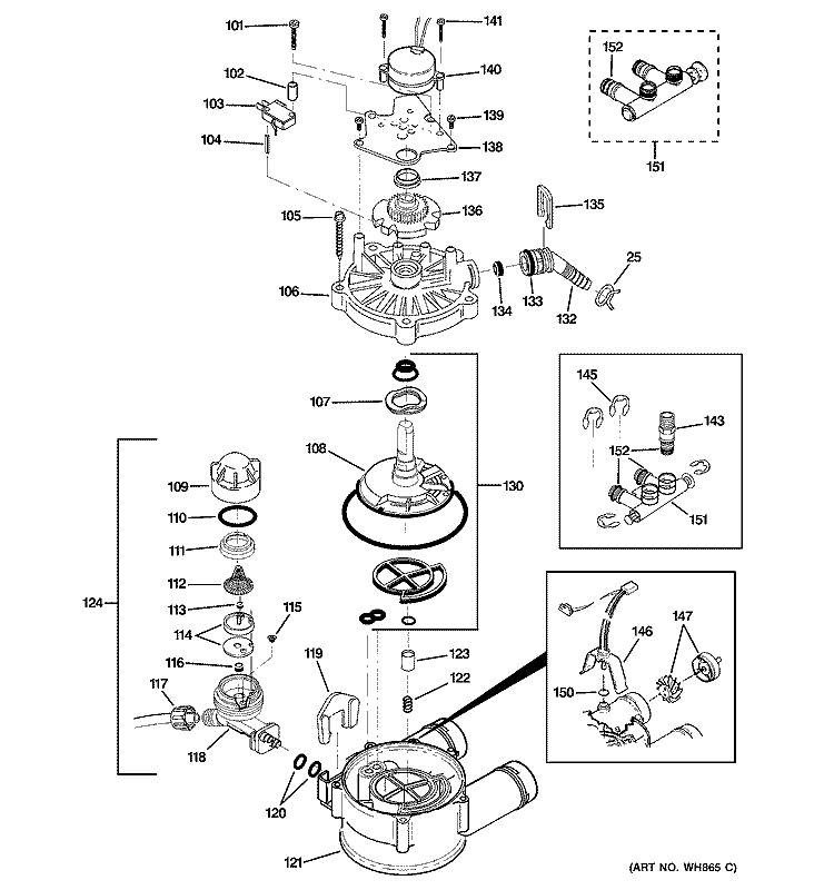 PUMP Diagram and Parts List for GXSF30H02  General Electric Water Softener