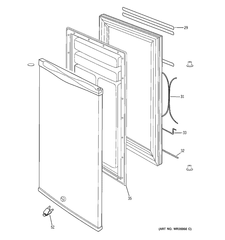 DOOR Diagram and Parts List for SMR04DASCCS  General Electric Refrigerator