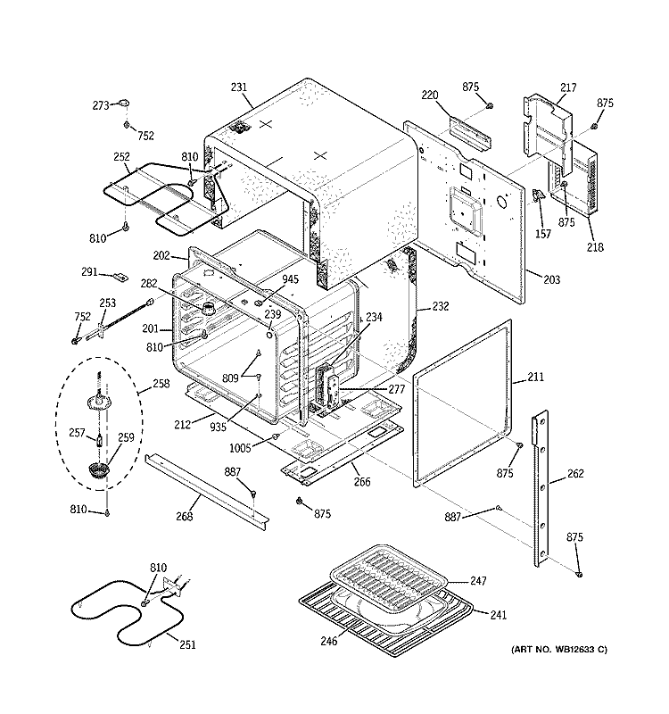 BODY PARTS Diagram and Parts List for JCKS06BF2BB  General Electric Wall Oven