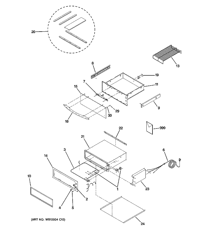WARMING DRAWER Diagram and Parts List for JKD915SK3SS  General Electric Warming Drawer