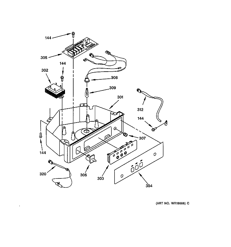 CONTROL PANEL PARTS Diagram and Parts List for ZDIS15CSSM  General Electric Ice Maker