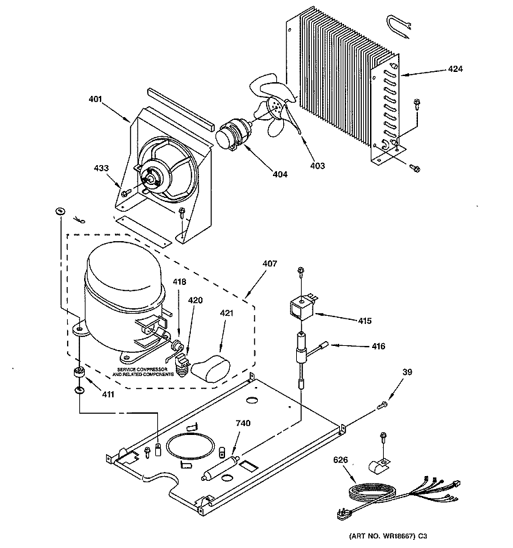 UNIT PARTS Diagram and Parts List for ZDIS15CSSM  General Electric Ice Maker