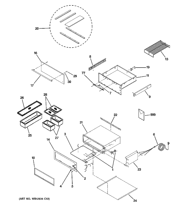 WARMING DRAWER Diagram and Parts List for ZKD910SF4SS  General Electric Warming Drawer