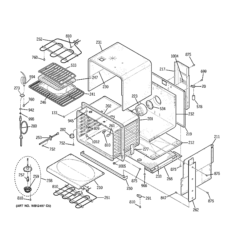 BODY PARTS Diagram and Parts List for JD968KK2CC  General Electric Range