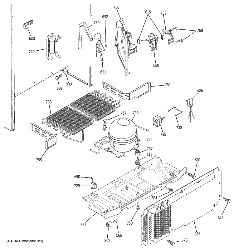 UNIT PARTS Diagram and Parts List for DTS18ICSWRWW  General Electric Refrigerator