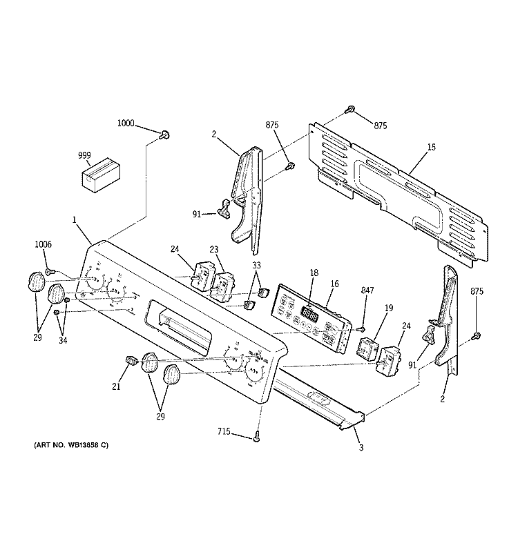 CONTROL PANEL Diagram and Parts List for JBP67SK3SS  General Electric Range