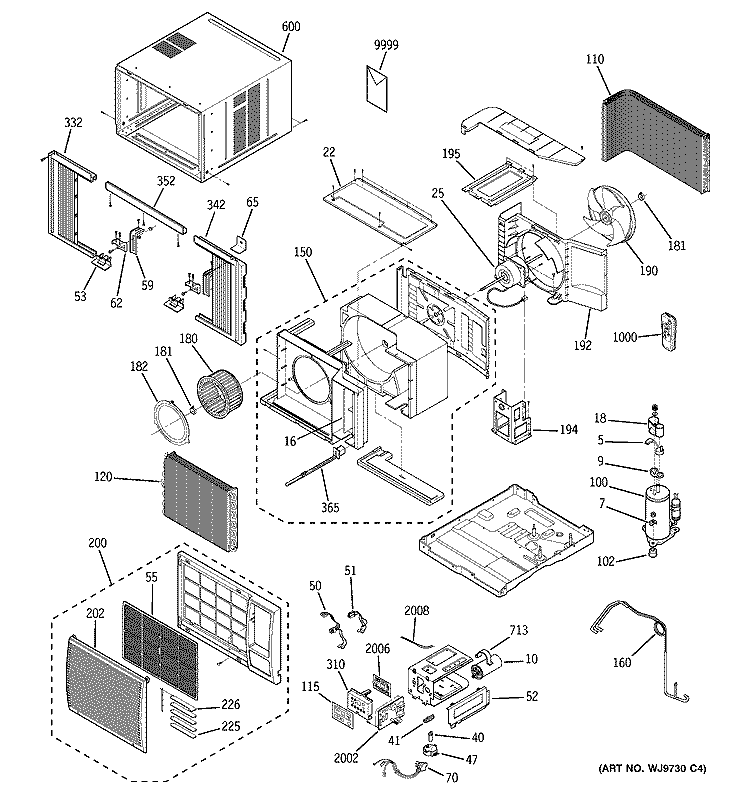 ROOM AIR CONDITIONER Diagram and Parts List for AGM18DHG1  General Electric Air Conditioner