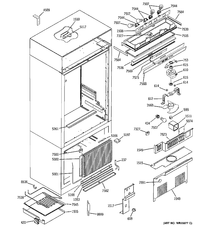 CONTROLS & COMPONENTS Diagram and Parts List for ZIC360NRGLH  General Electric Refrigerator