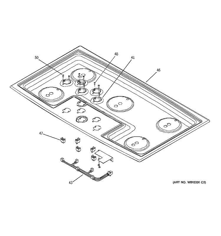 COOKTOP Diagram and Parts List for ZGU375LSD3SS  General Electric Cooktop