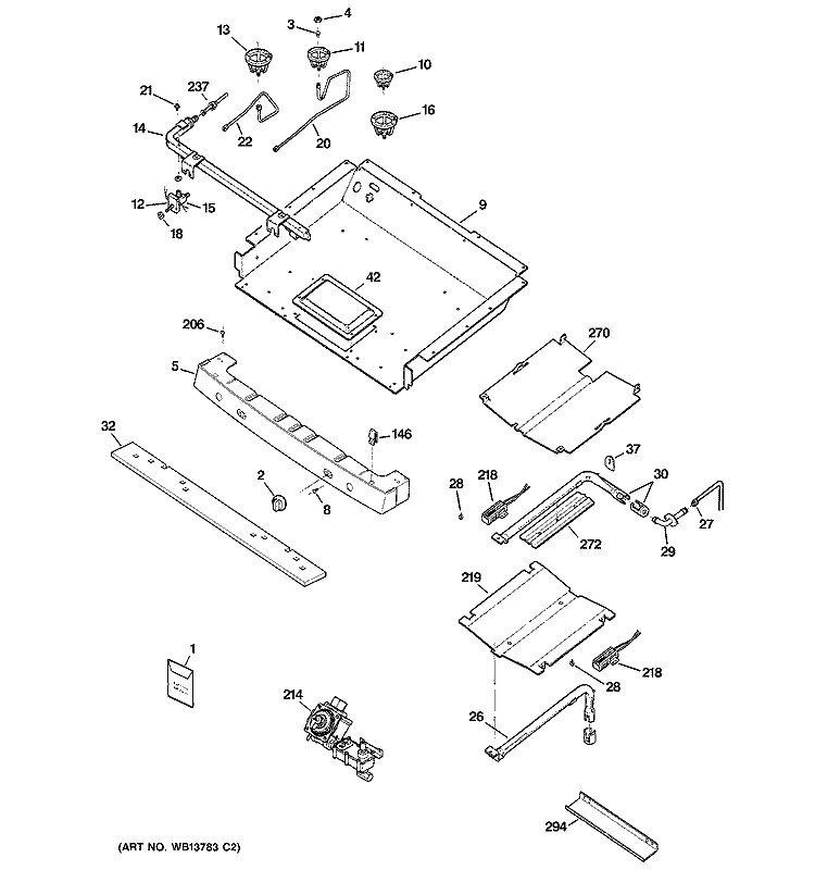 GAS & BURNER PARTS Diagram and Parts List for EGR3001EL1SS  General Electric Range