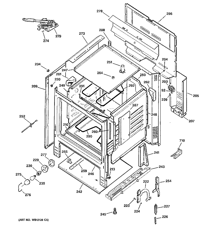 BODY PARTS Diagram and Parts List for JBP27CL1CC  General Electric Range