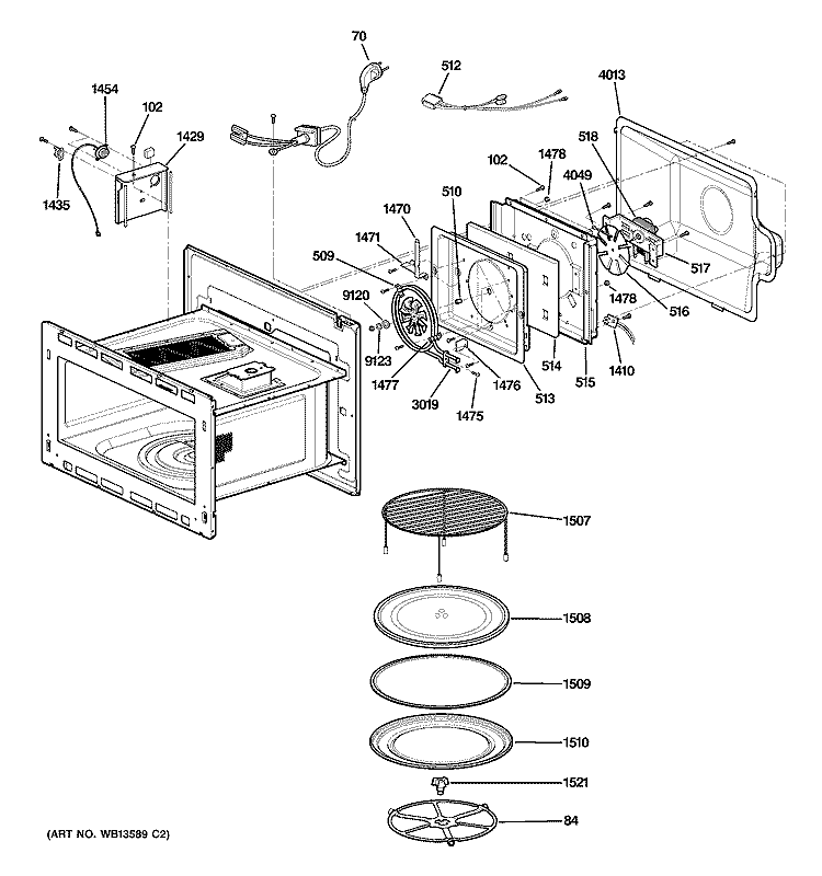 INTERIOR PARTS 1 Diagram and Parts List for SCB1001KSS01  General Electric Microwave Oven Combo