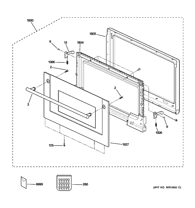 DOOR PARTS Diagram and Parts List for ZSC1000KBB01  General Electric Microwave