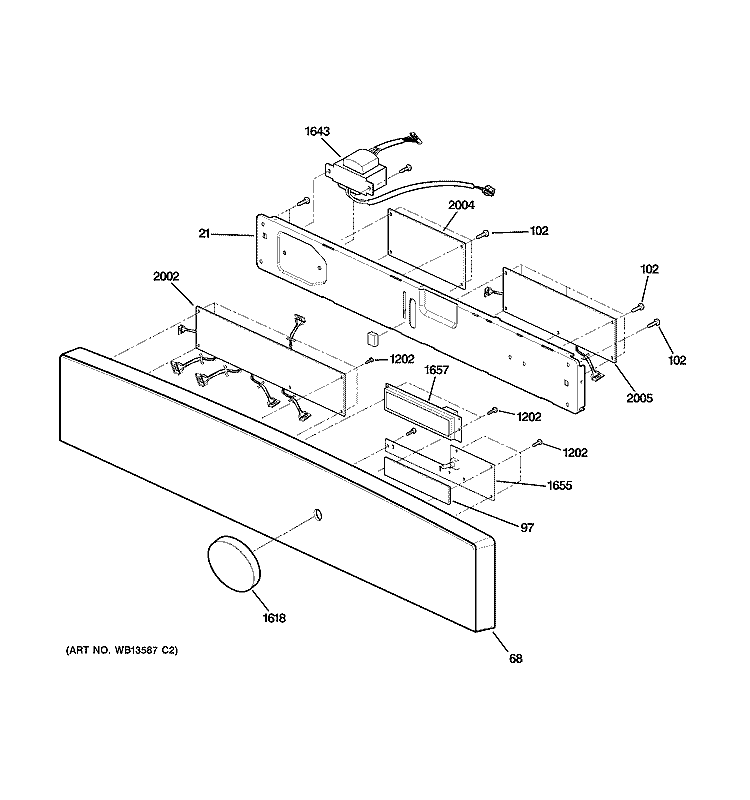 CONTROL PANEL Diagram and Parts List for ZSC1000KBB01  General Electric Microwave