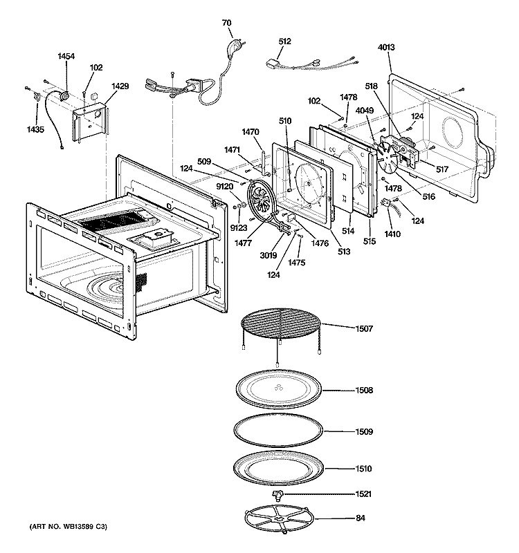 INTERIOR PARTS 1 Diagram and Parts List for ZSC1001KSS01  General Electric Microwave