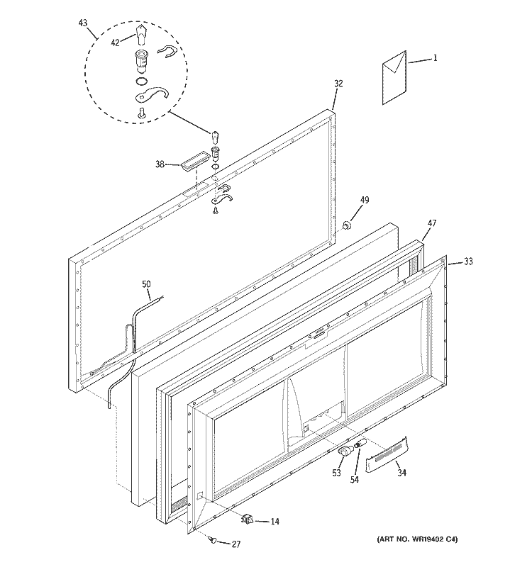 FREEZER DOOR Diagram and Parts List for FCM15DPFWH  General Electric Freezer