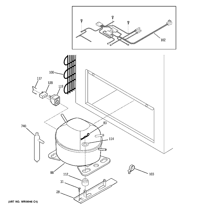 UNIT PARTS Diagram and Parts List for FCM15DPFWH  General Electric Freezer