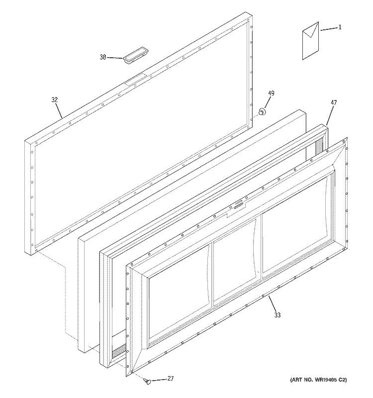 FREEZER DOOR Diagram and Parts List for FCM15SPDWH  General Electric Freezer