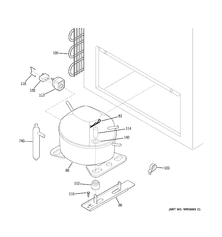 UNIT PARTS Diagram and Parts List for FCM25DSBWH  General Electric Freezer
