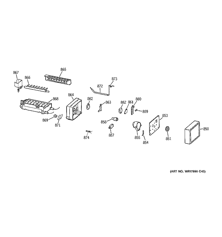 ICE MAKER Diagram and Parts List for GTS18GCSERBB  General Electric Refrigerator