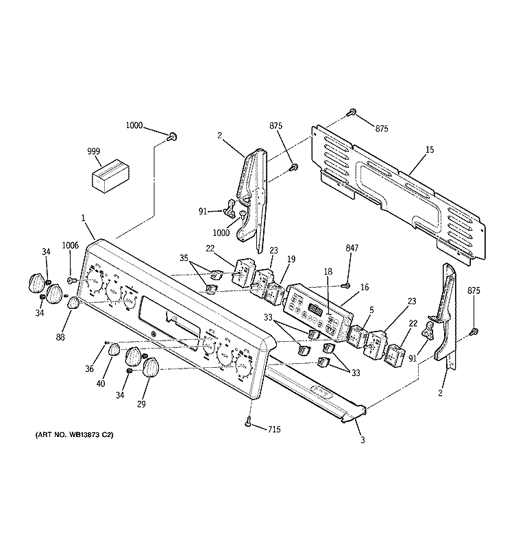 CONTROL PANEL Diagram and Parts List for JBP89SL1SS  General Electric Range