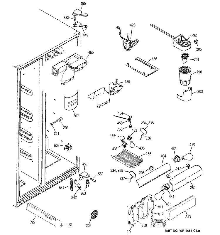 FRESH FOOD SECTION Diagram and Parts List for LSS25XGTAWW  General Electric Refrigerator